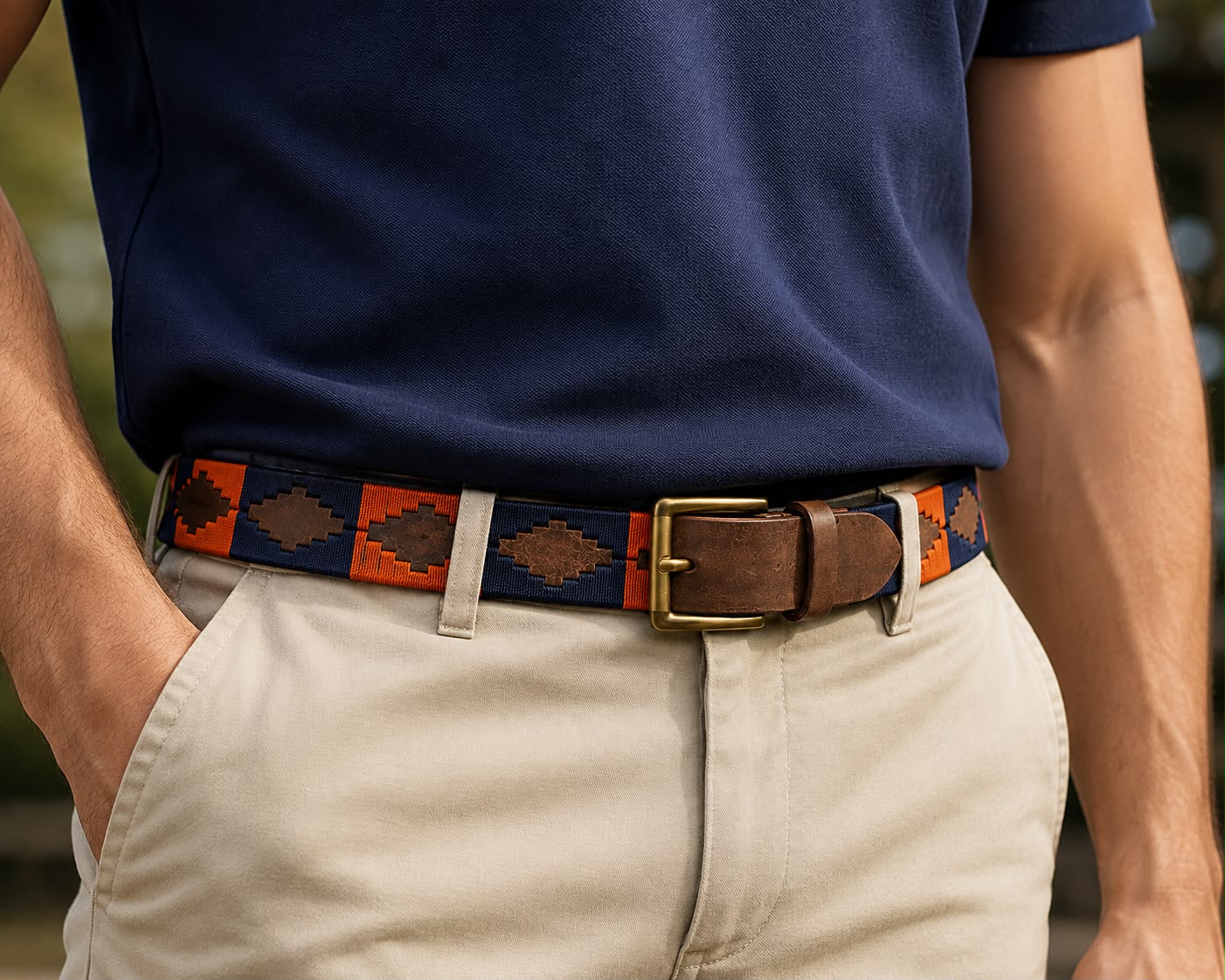 Manipur Polo Belt - Blue and Orange