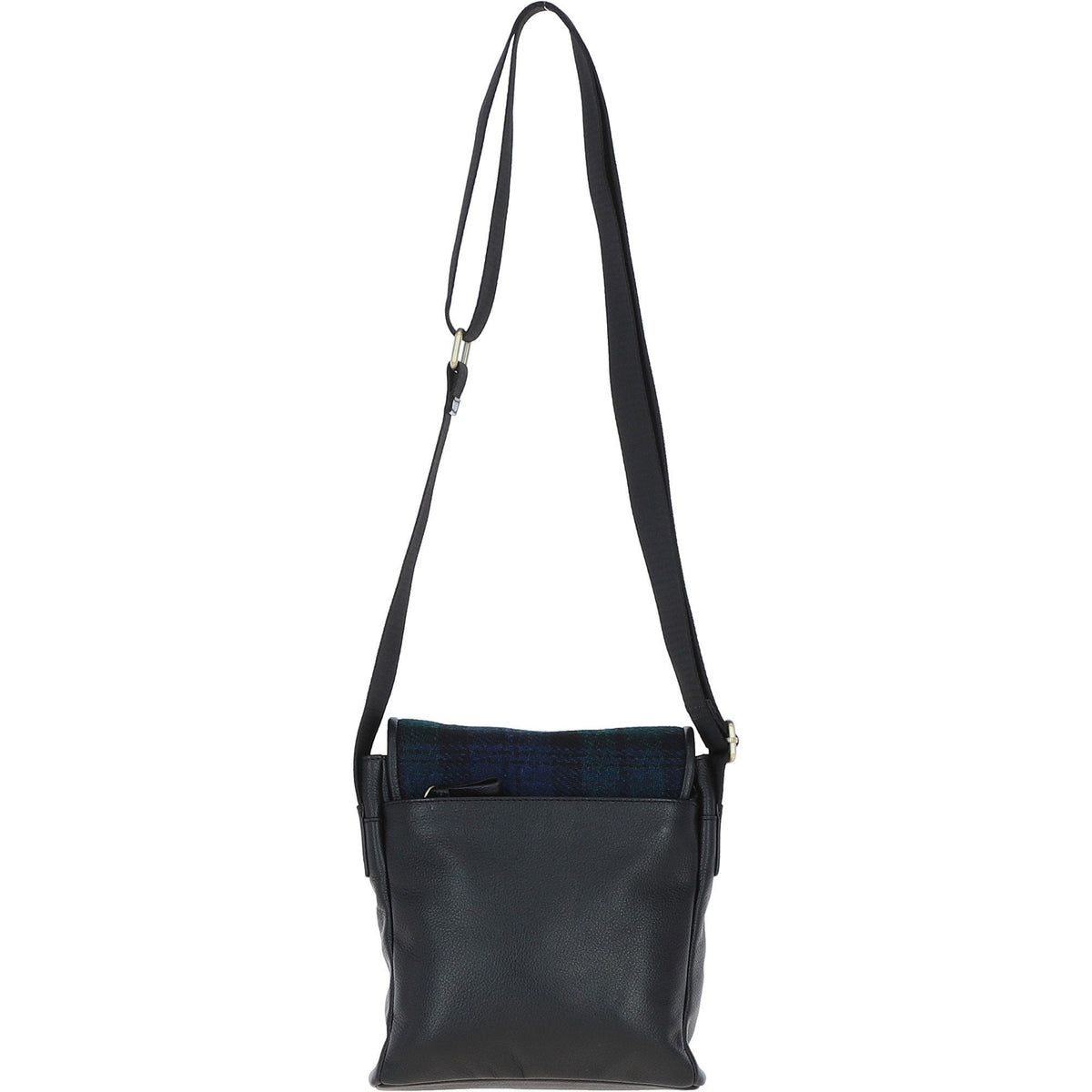 Leather & Harris Tweed Flap Crossbody Bag – Black / Watch, view 3