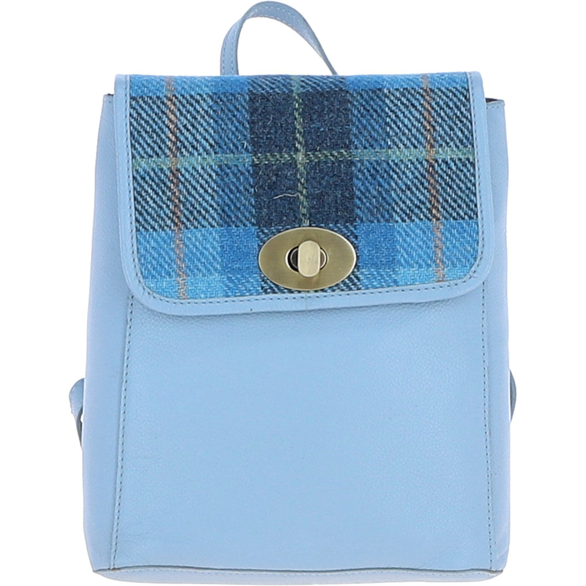 Leather & Harris Tweed Compact Backpack – Baby-blue / Blue, view 1