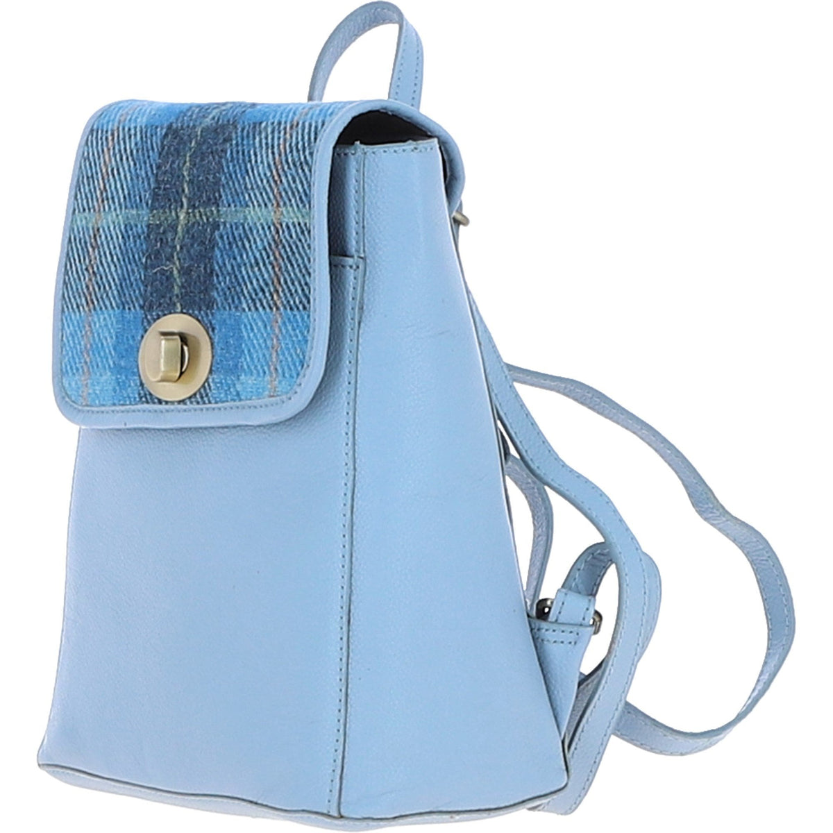 Leather & Harris Tweed Compact Backpack – Baby-blue / Blue, view 2