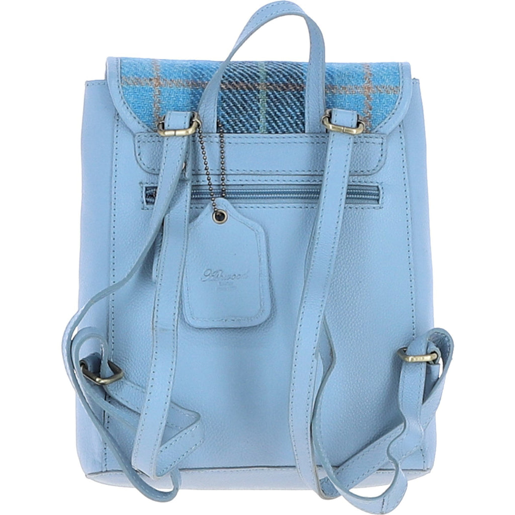 Leather & Harris Tweed Compact Backpack – Baby-blue / Blue, view 3