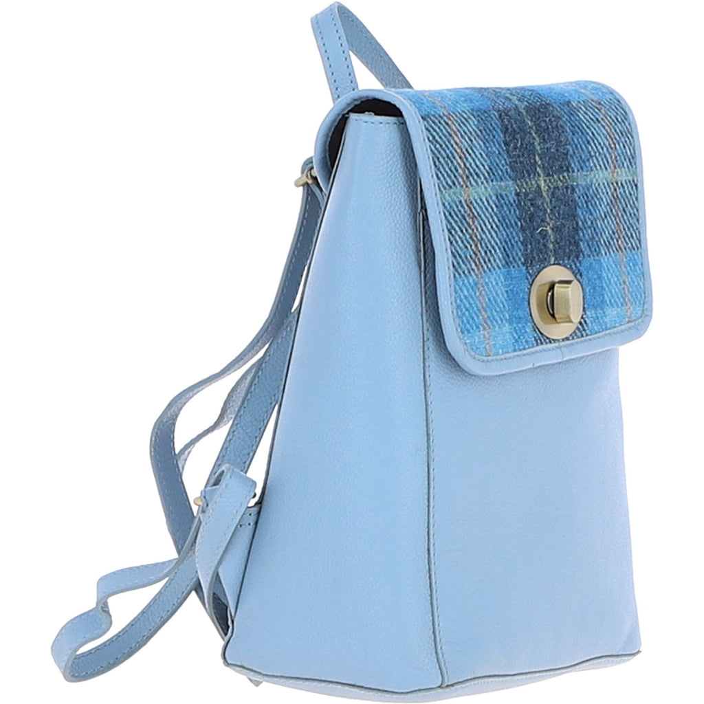 Leather & Harris Tweed Compact Backpack – Baby-blue / Blue, view 4
