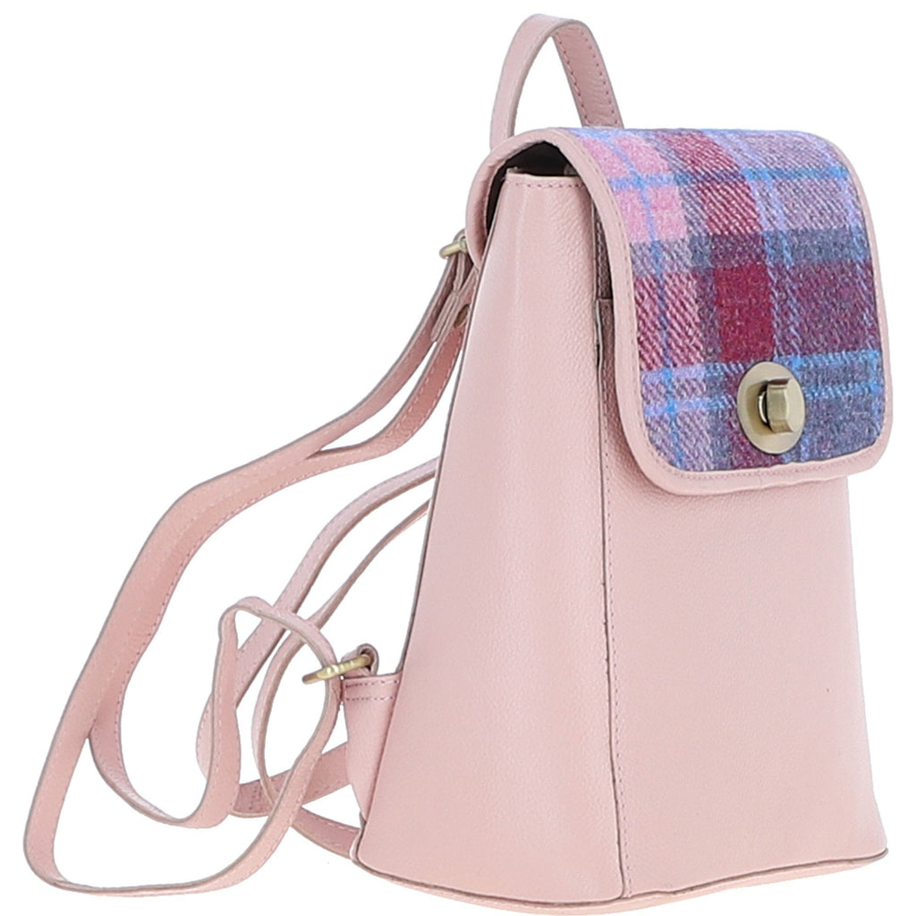 Leather & Harris Tweed Compact Backpack – Baby-pink / Pink, view 4