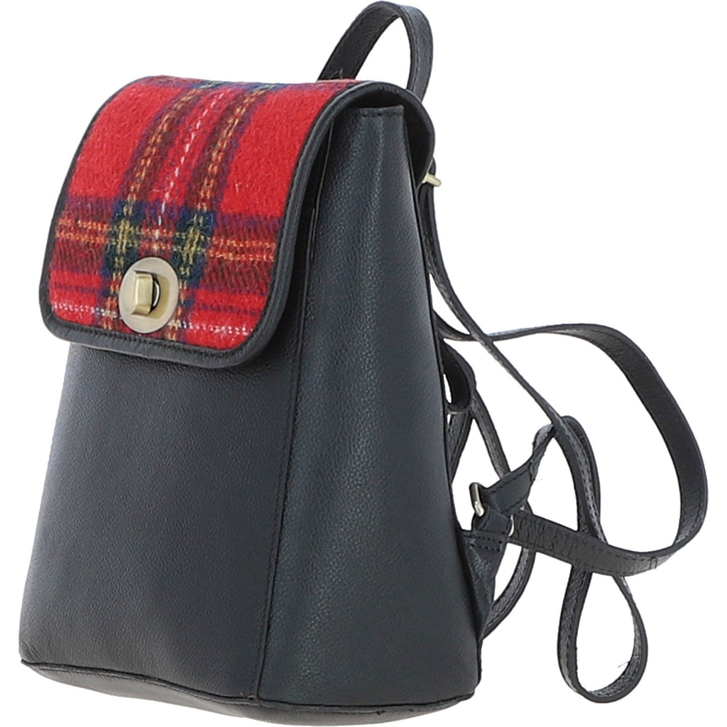 Leather & Harris Tweed Compact Backpack – Black / Red, view 2