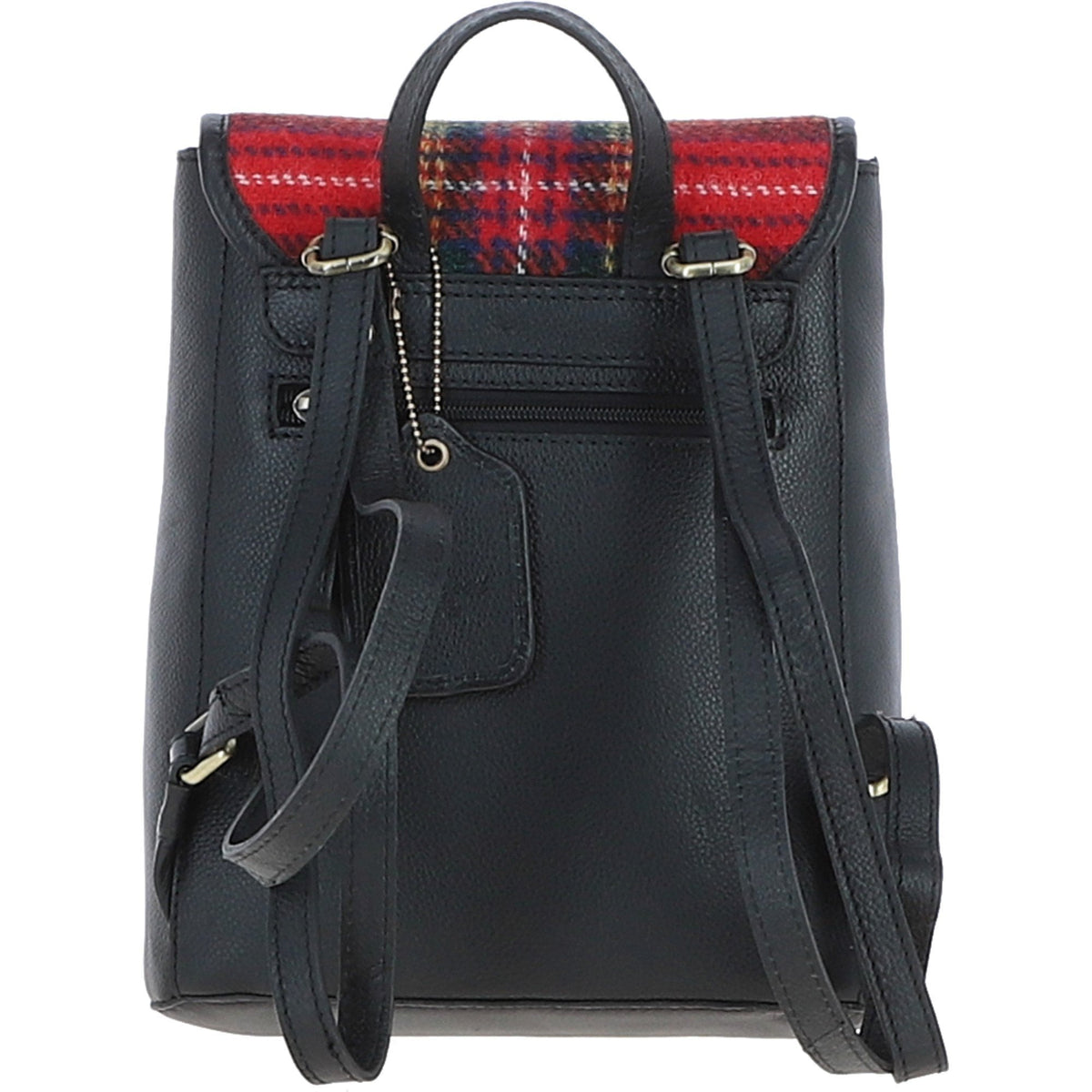 Leather & Harris Tweed Compact Backpack – Black / Red, view 3