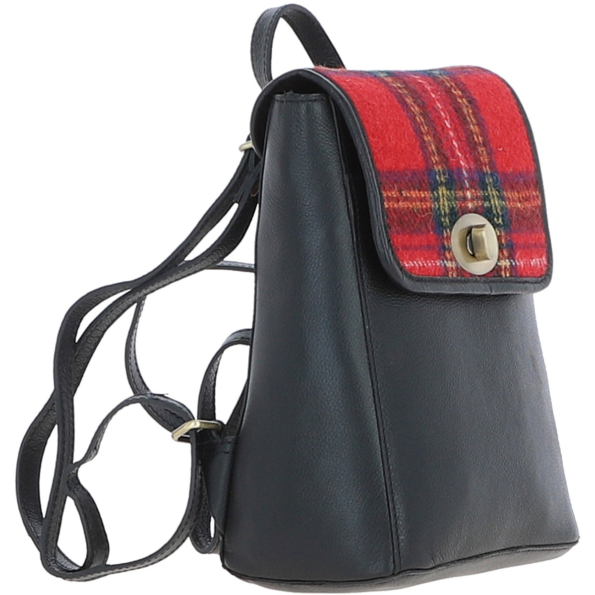 Leather & Harris Tweed Compact Backpack – Black / Red, view 4