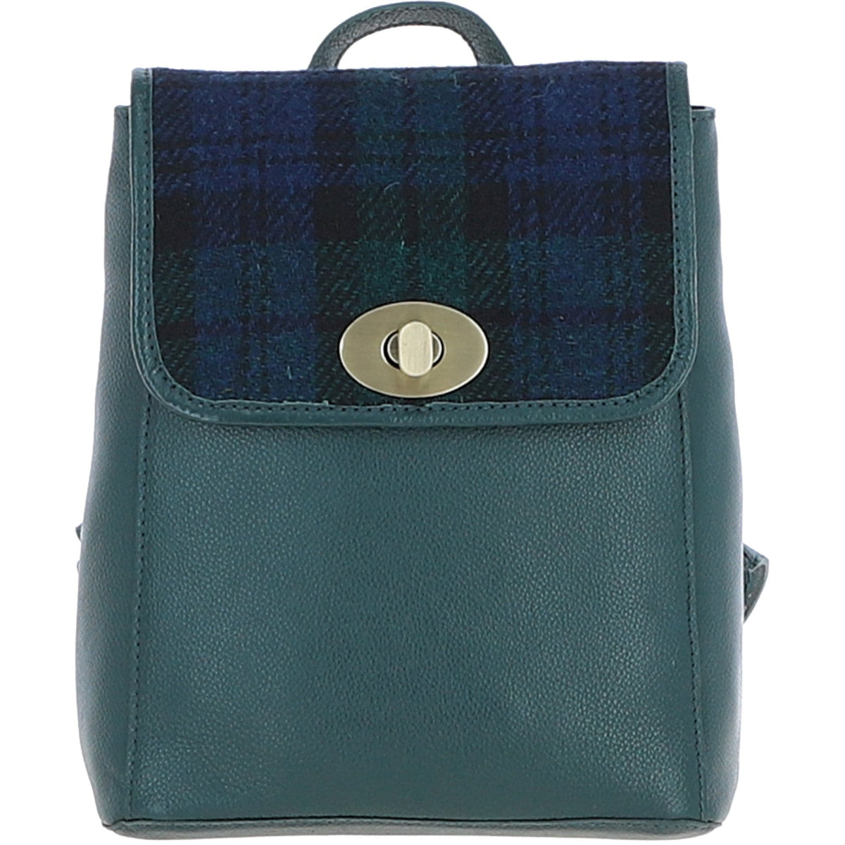 Leather & Harris Tweed Compact Backpack – Green / Watch, view 1