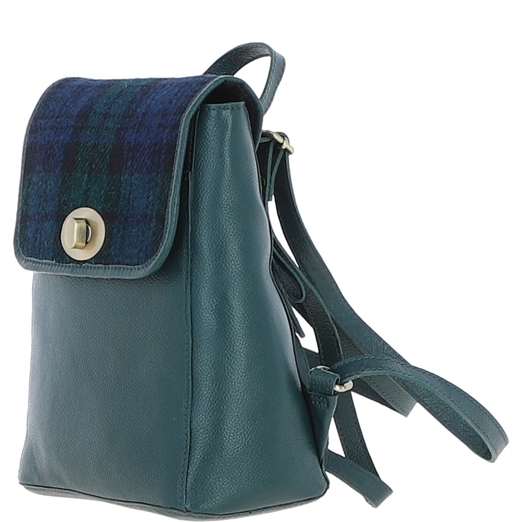 Leather & Harris Tweed Compact Backpack – Green / Watch, view 2