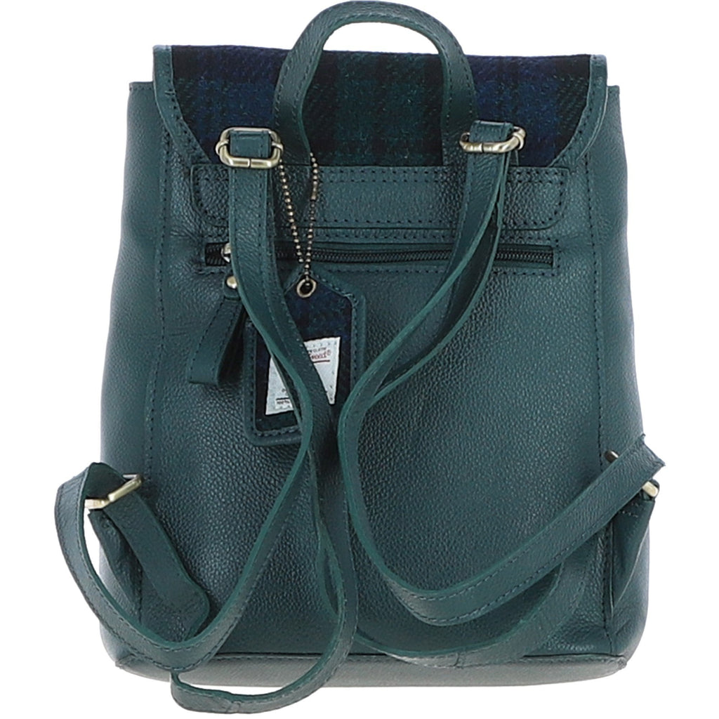 Leather & Harris Tweed Compact Backpack – Green / Watch, view 3