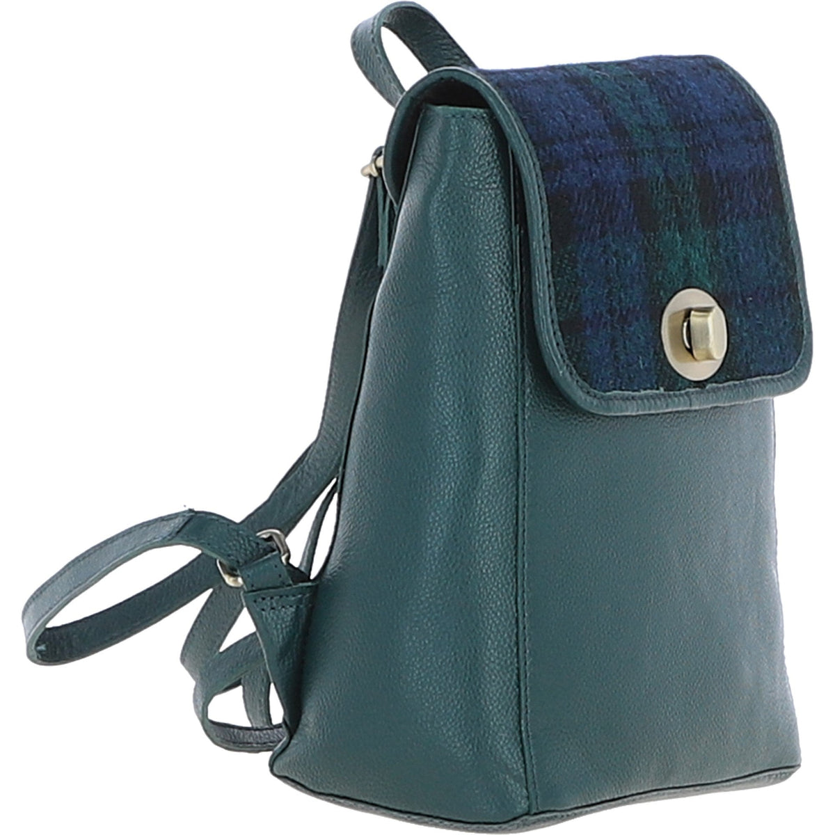 Leather & Harris Tweed Compact Backpack – Green / Watch, view 4