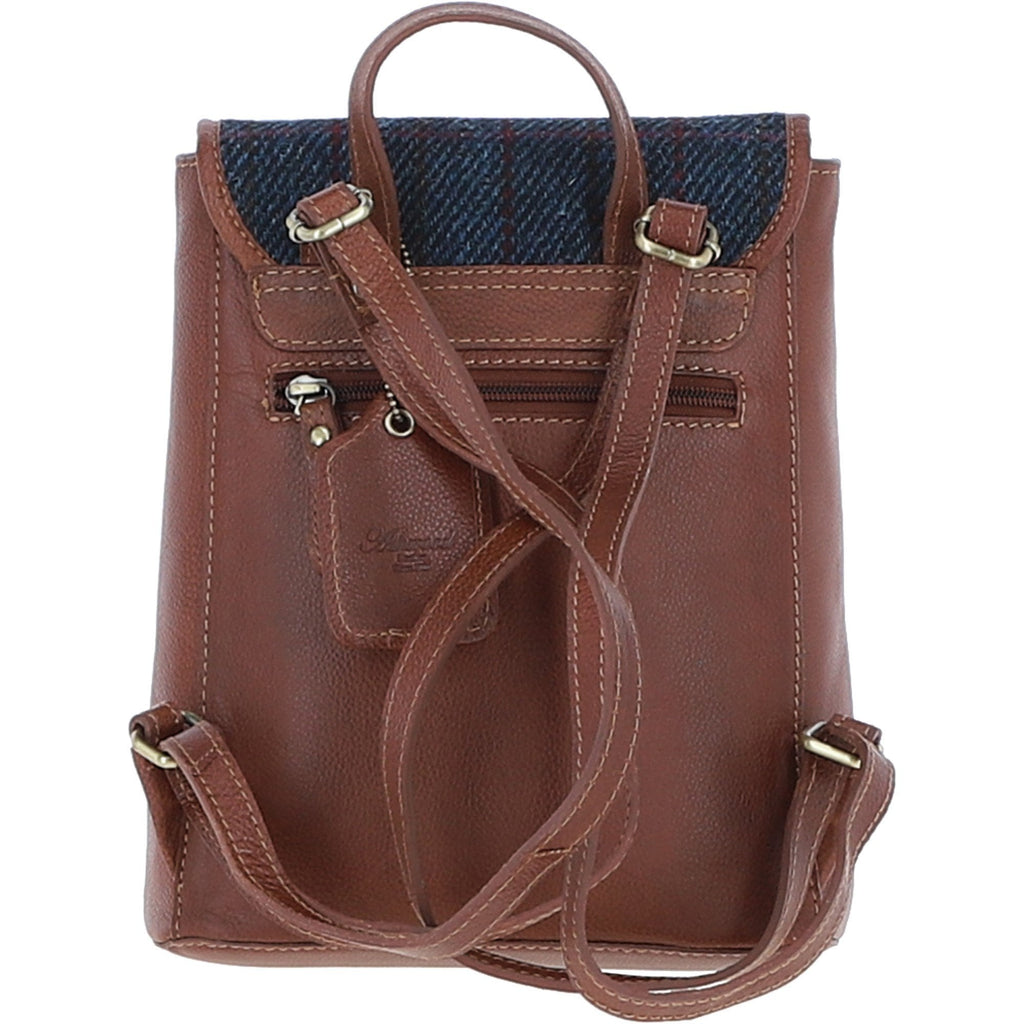 Leather & Harris Tweed Compact Backpack – Tan / Navy, view 3