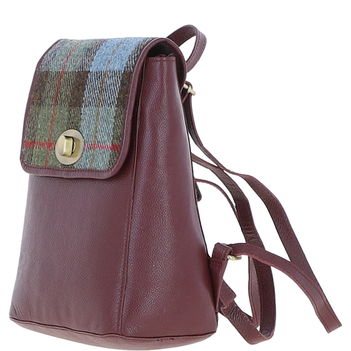 Leather & Harris Tweed Compact Backpack – Wine / Macleod, view 2