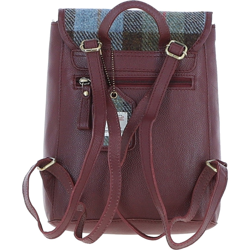 Leather & Harris Tweed Compact Backpack – Wine / Macleod, view 3