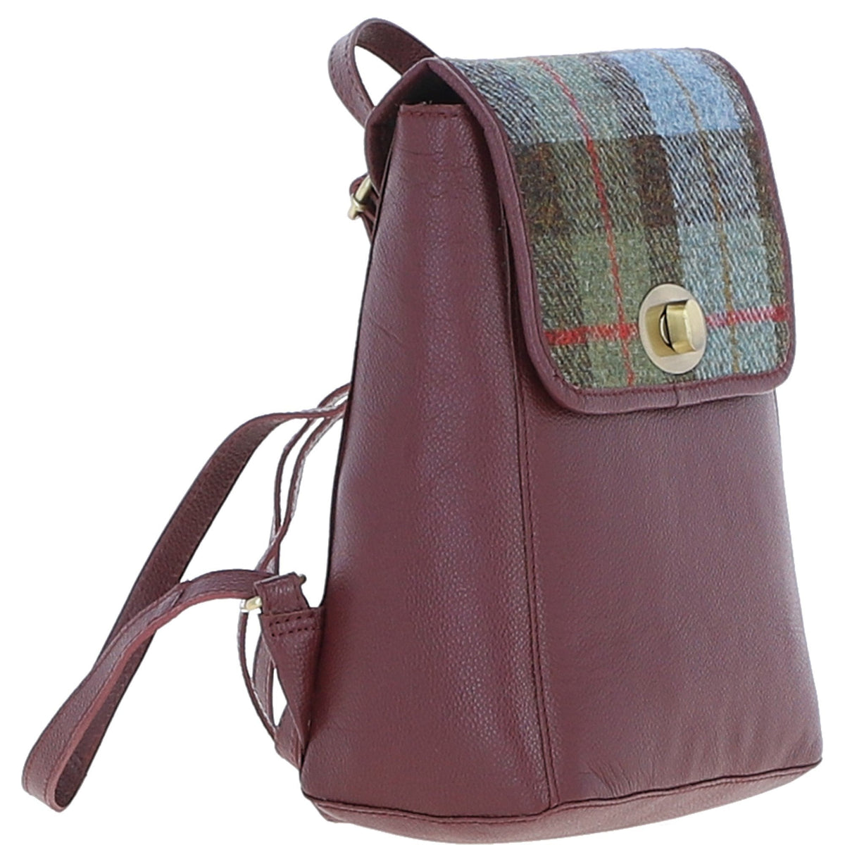 Leather & Harris Tweed Compact Backpack – Wine / Macleod, view 4