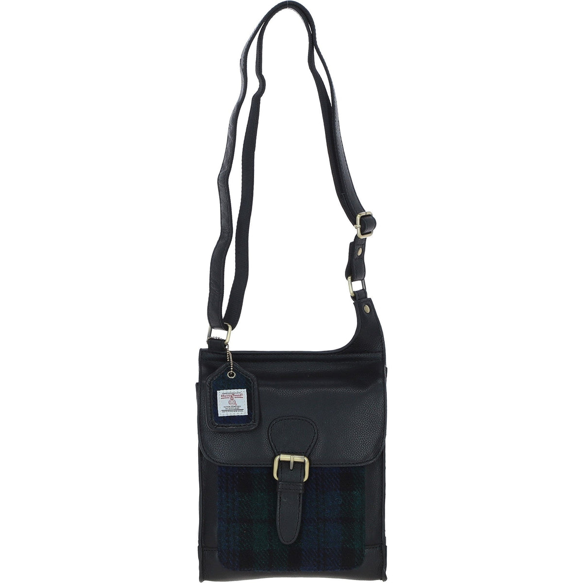 Leather & Harris Tweed Crossbody Bag – Black / Watch, view 1