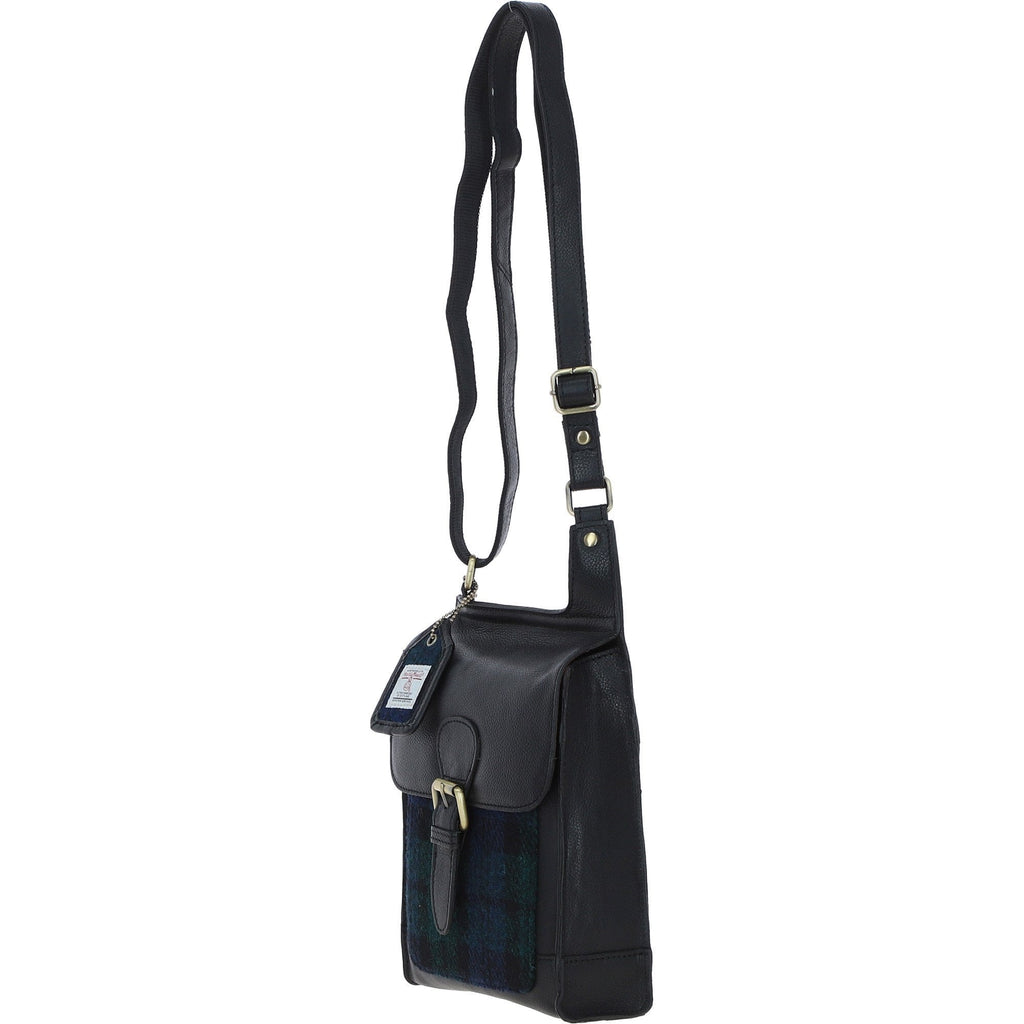 Leather & Harris Tweed Crossbody Bag – Black / Watch, view 2