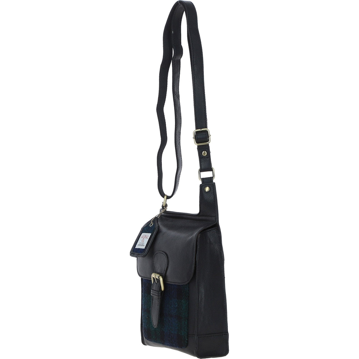 Leather & Harris Tweed Crossbody Bag – Black / Watch, view 2