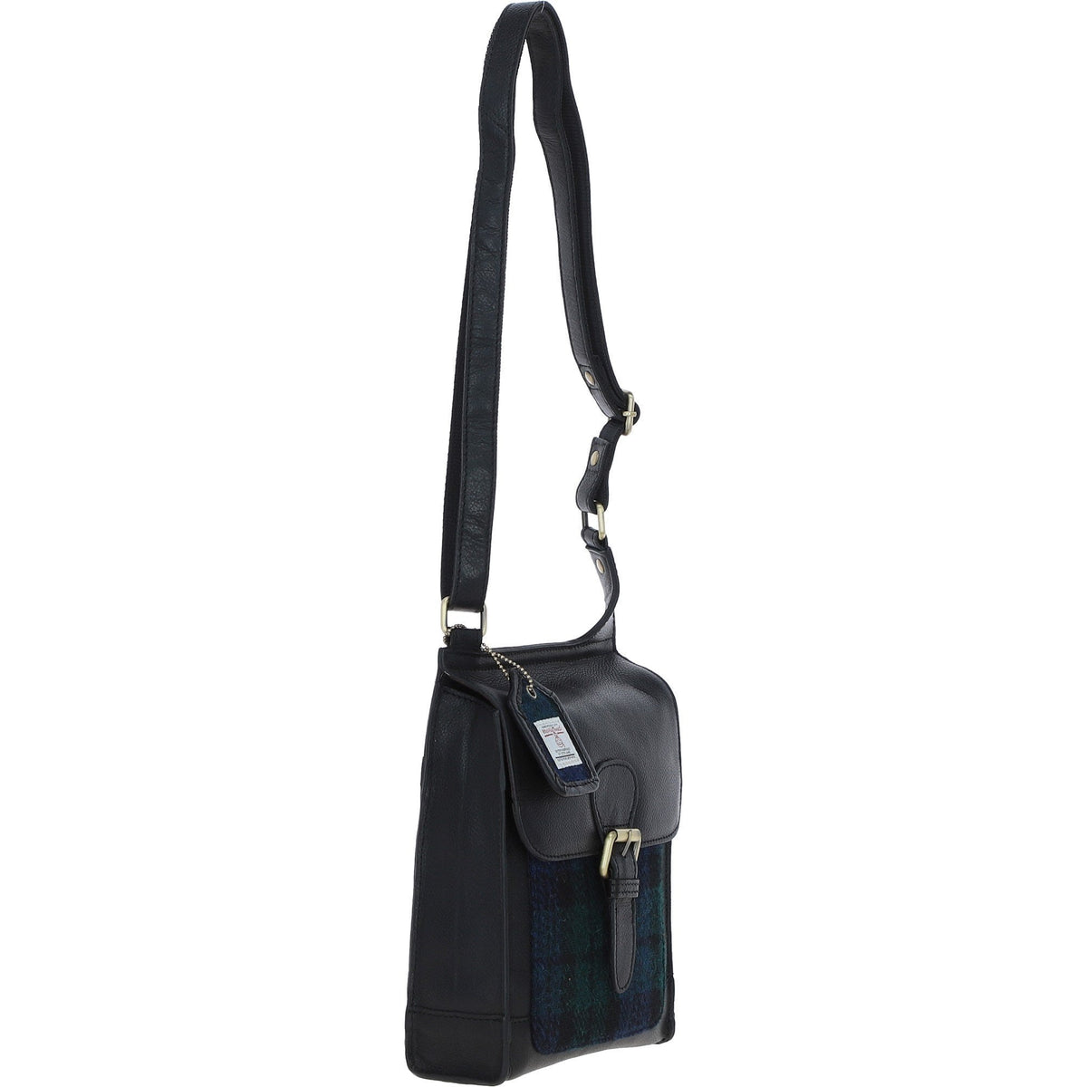 Leather & Harris Tweed Crossbody Bag – Black / Watch, view 4