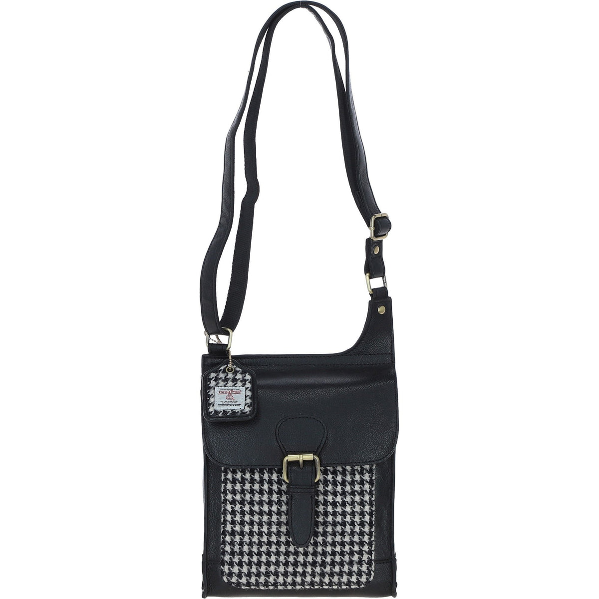 Leather & Harris Tweed Crossbody Bag – Black / White, view 1