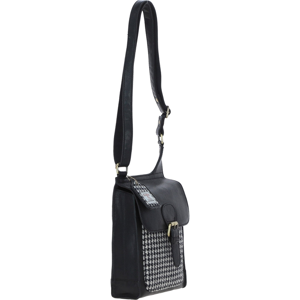 Leather & Harris Tweed Crossbody Bag – Black / White, view 4