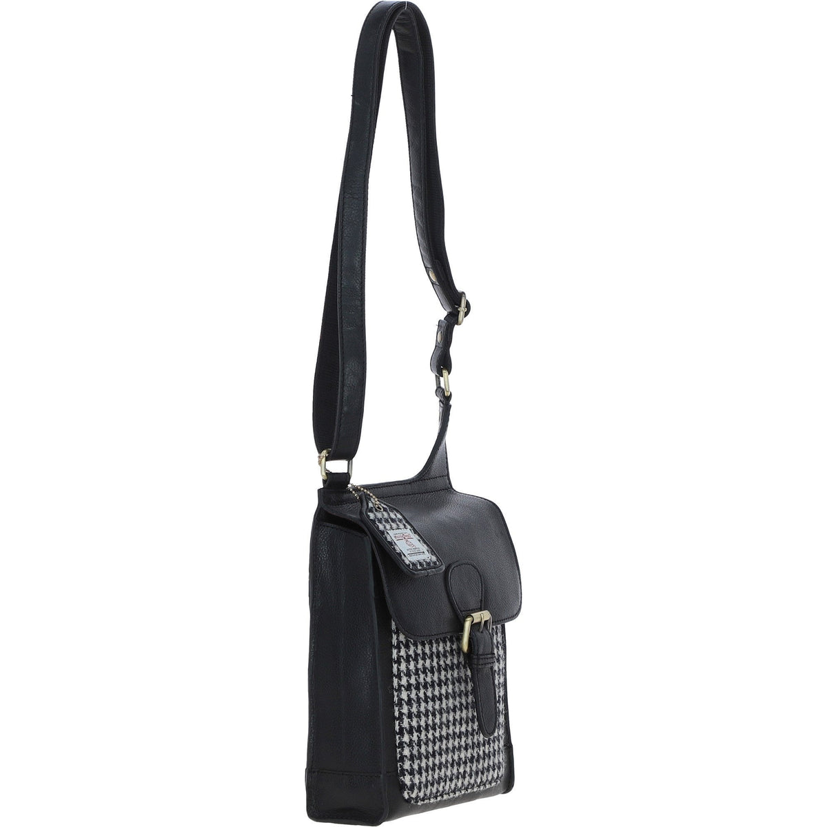 Leather & Harris Tweed Crossbody Bag – Black / White, view 4