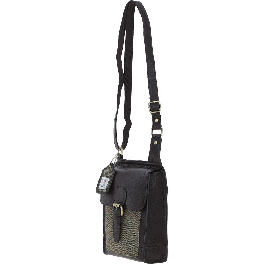 Leather & Harris Tweed Crossbody Bag – Brown / Green, view 2