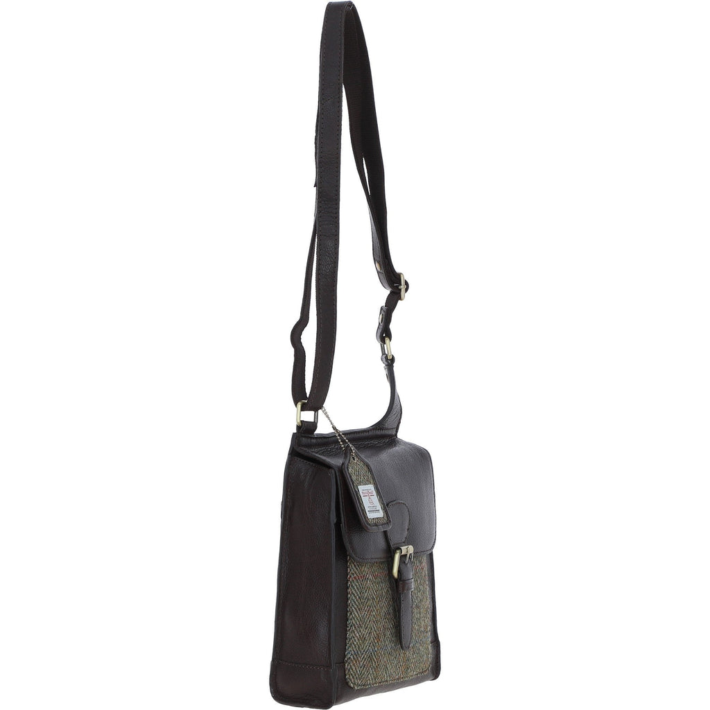 Leather & Harris Tweed Crossbody Bag – Brown / Green, view 4