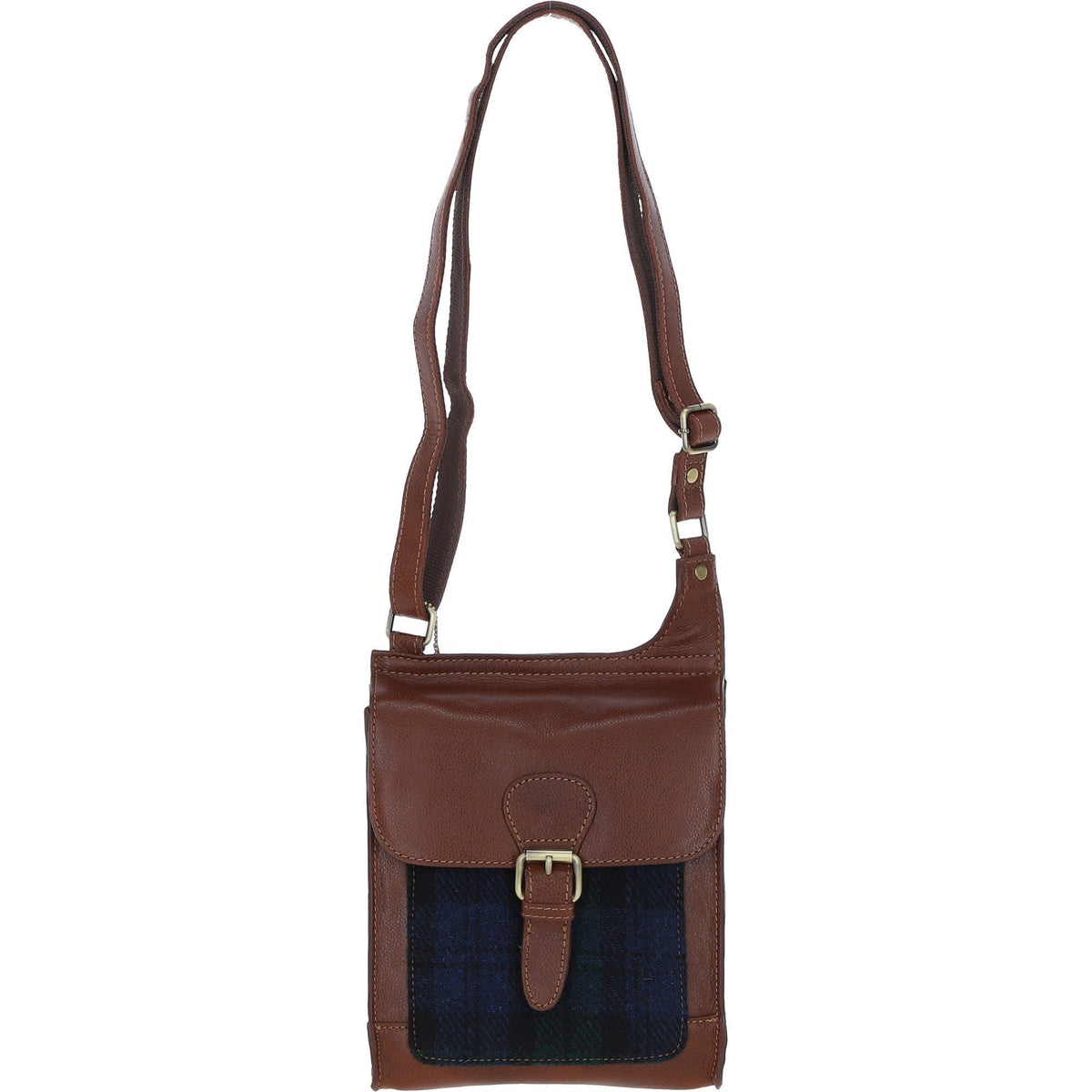 Leather & Harris Tweed Crossbody Bag – Tan / Watch, view 1