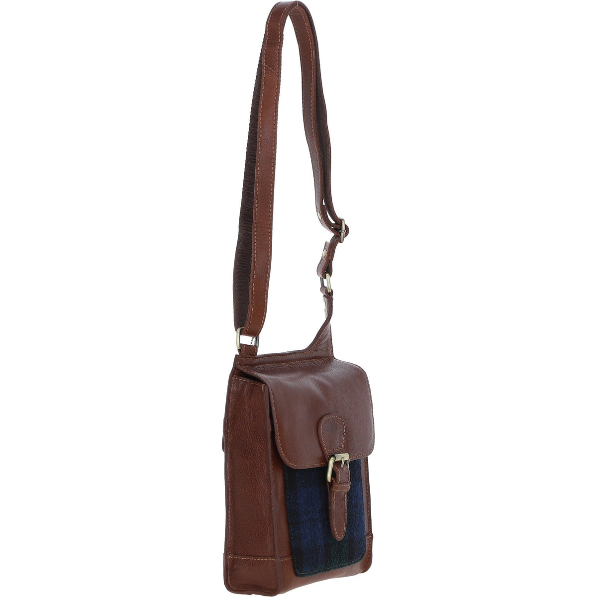 Leather & Harris Tweed Crossbody Bag – Tan / Watch, view 4