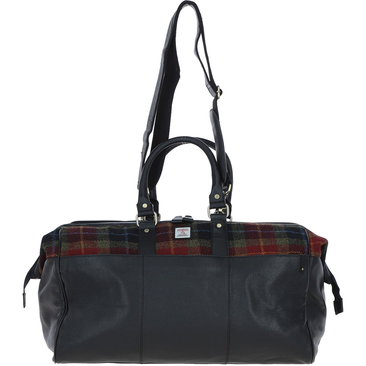 Leather & Harris Tweed Doctor Holdall – Black / Green / Red, view 1