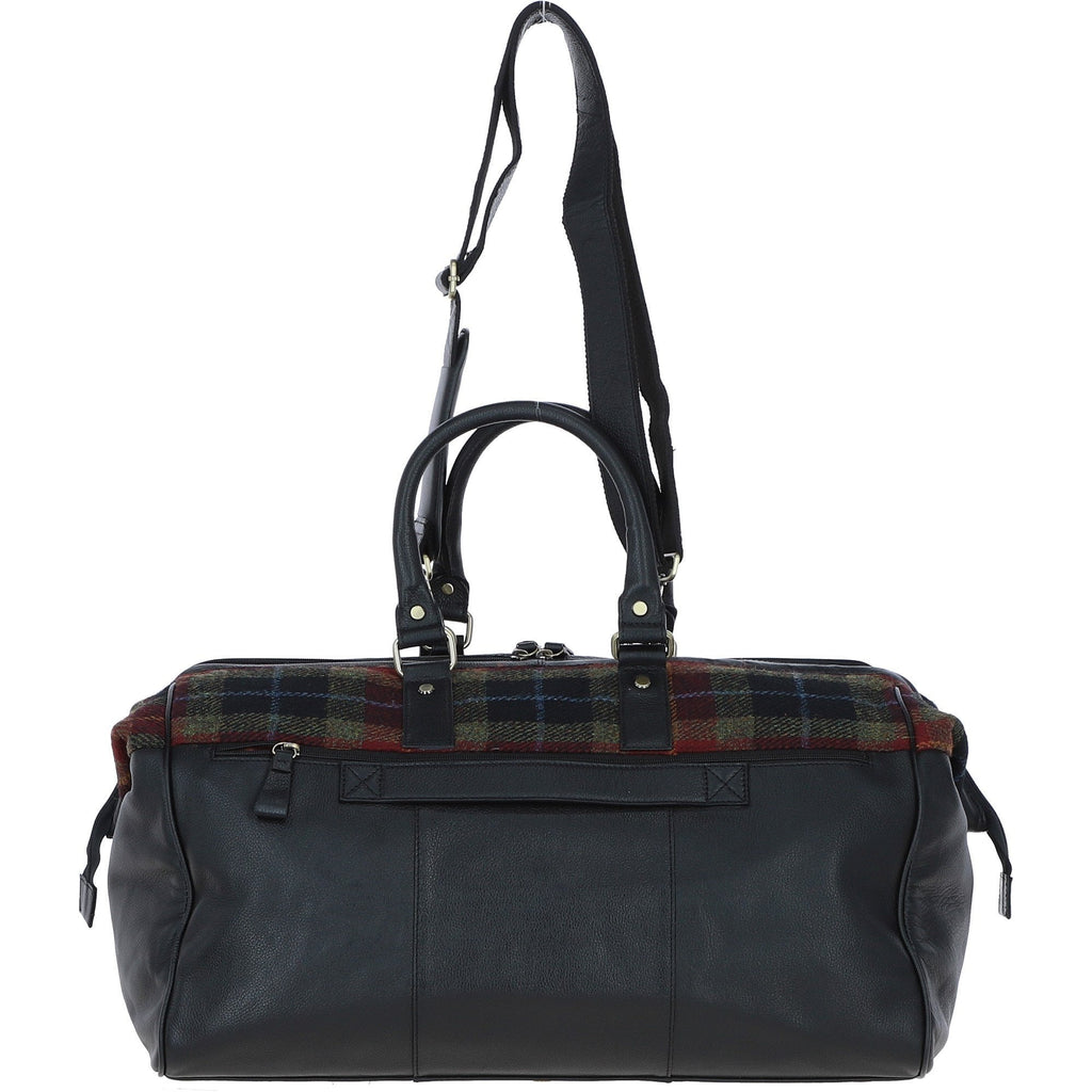 Leather & Harris Tweed Doctor Holdall – Black / Green / Red, view 3