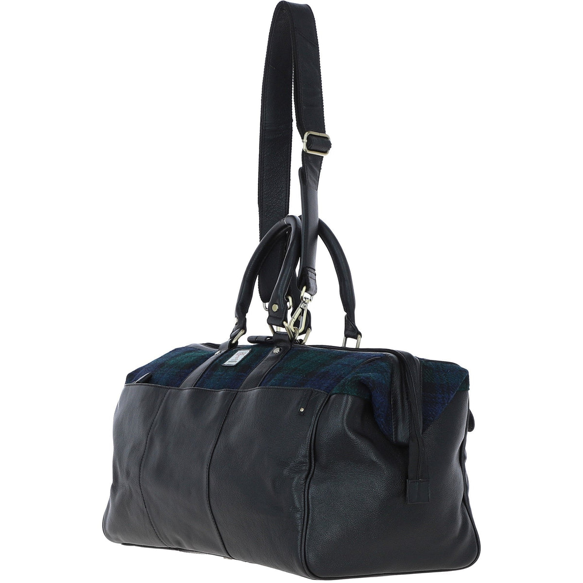 Leather & Harris Tweed Doctor Holdall – Black / Watch, view 2