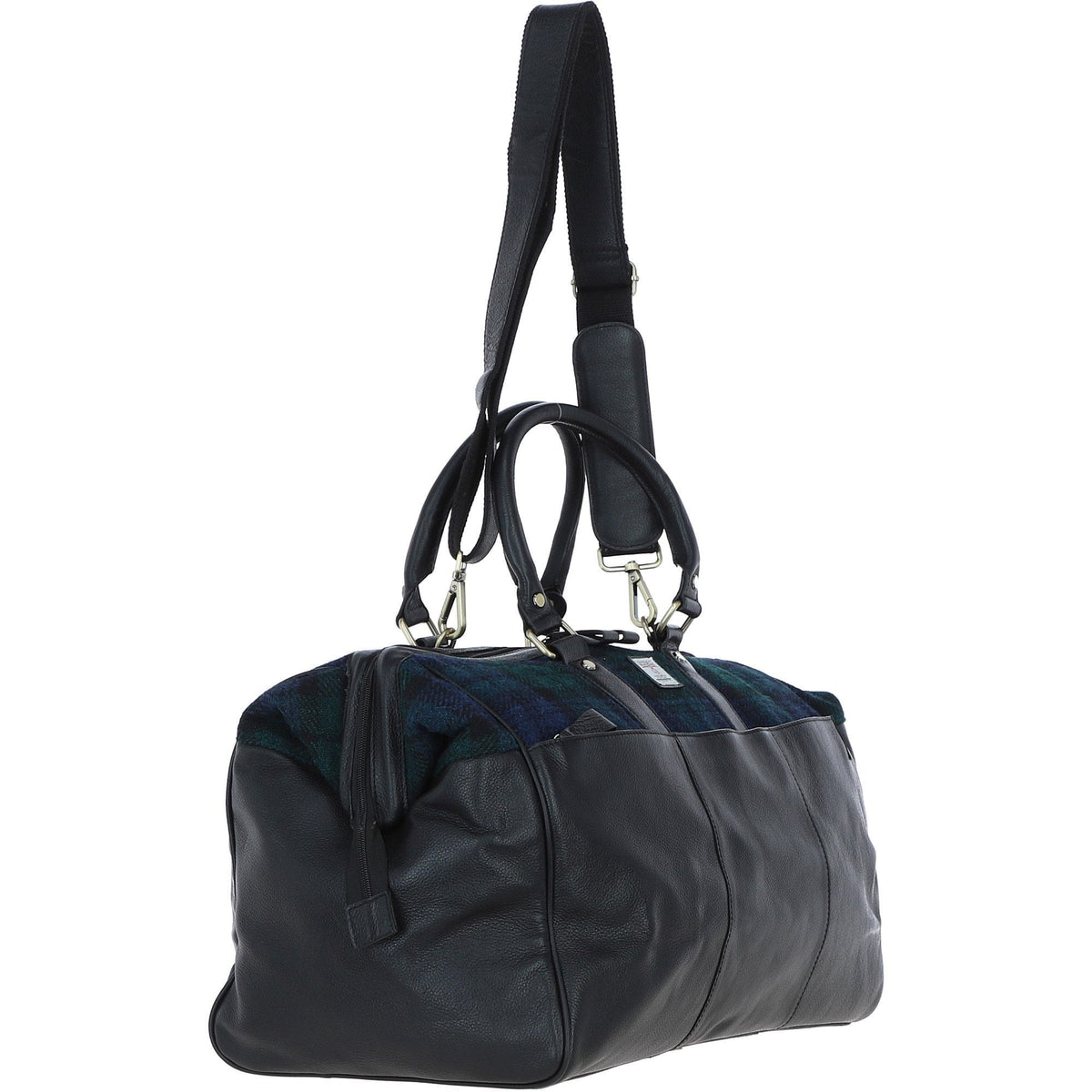 Leather & Harris Tweed Doctor Holdall – Black / Watch, view 4