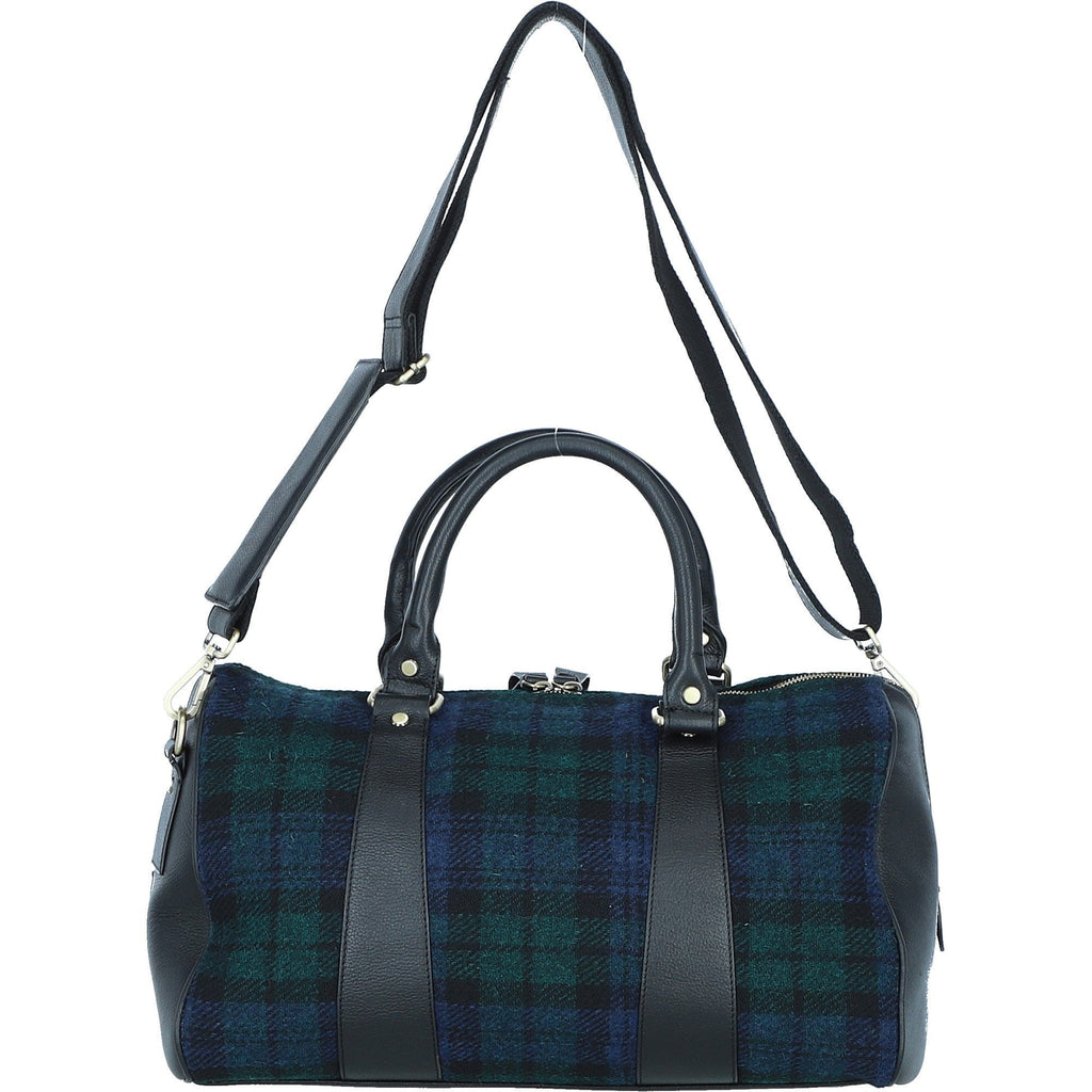 Leather & Harris Tweed Small Holdall – Black / Watch, view 3