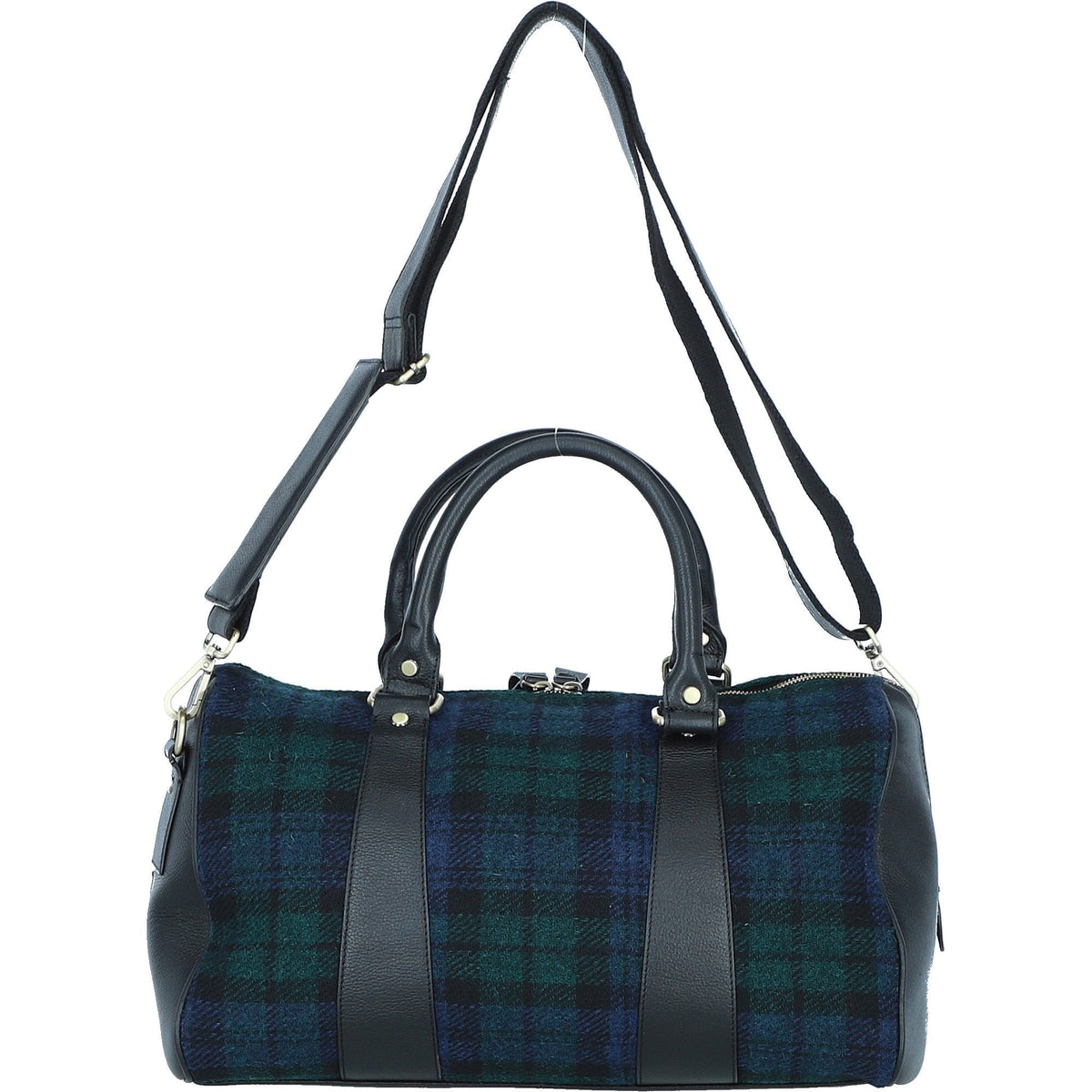 Leather & Harris Tweed Small Holdall – Black / Watch, view 3