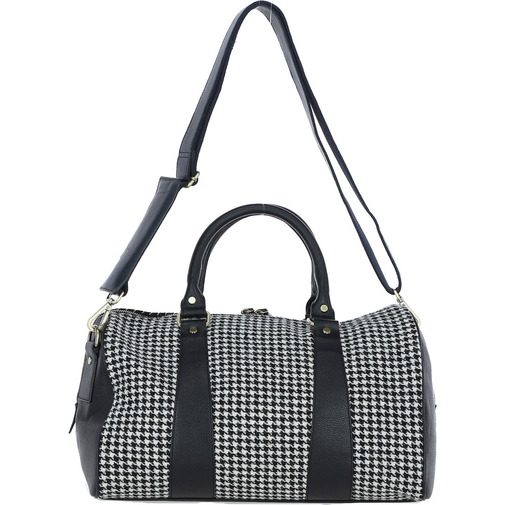 Leather & Harris Tweed Small Holdall – Black / White, view 3