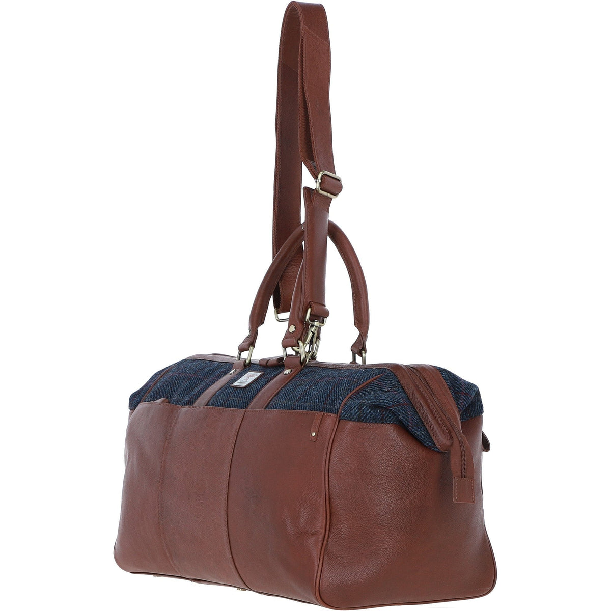 Leather & Harris Tweed Doctor Holdall – Tan / Navy, view 2