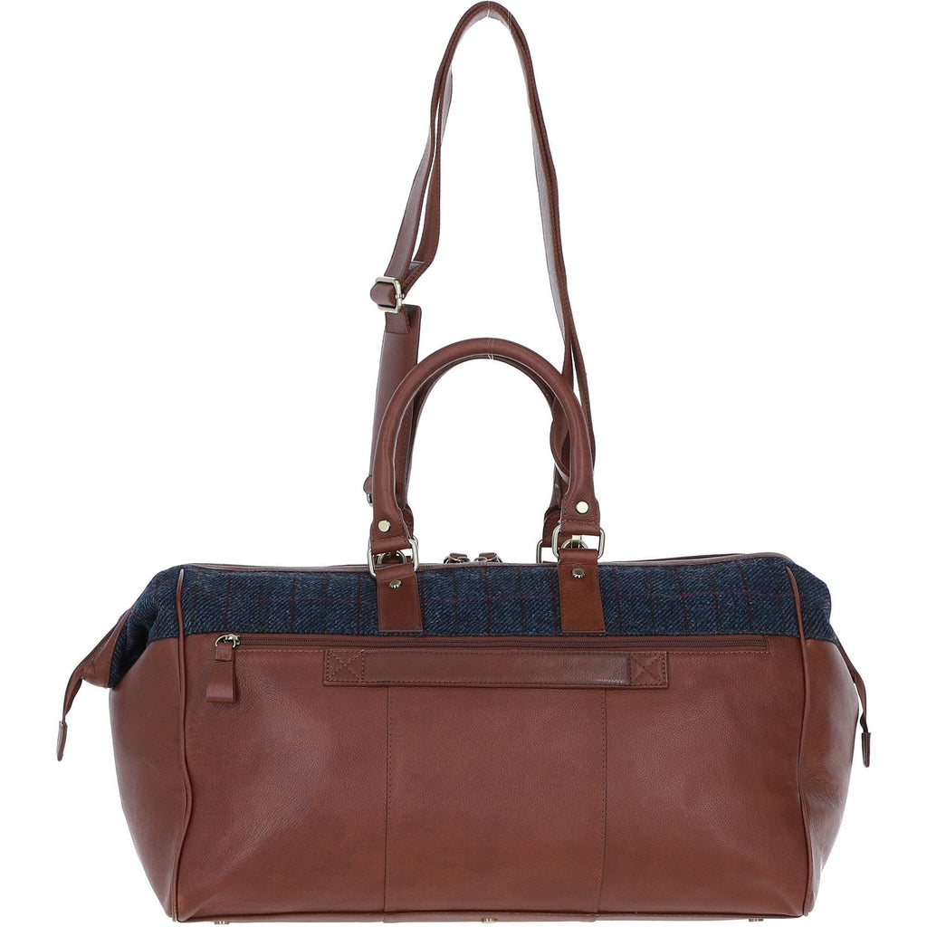 Leather & Harris Tweed Doctor Holdall – Tan / Navy, view 3