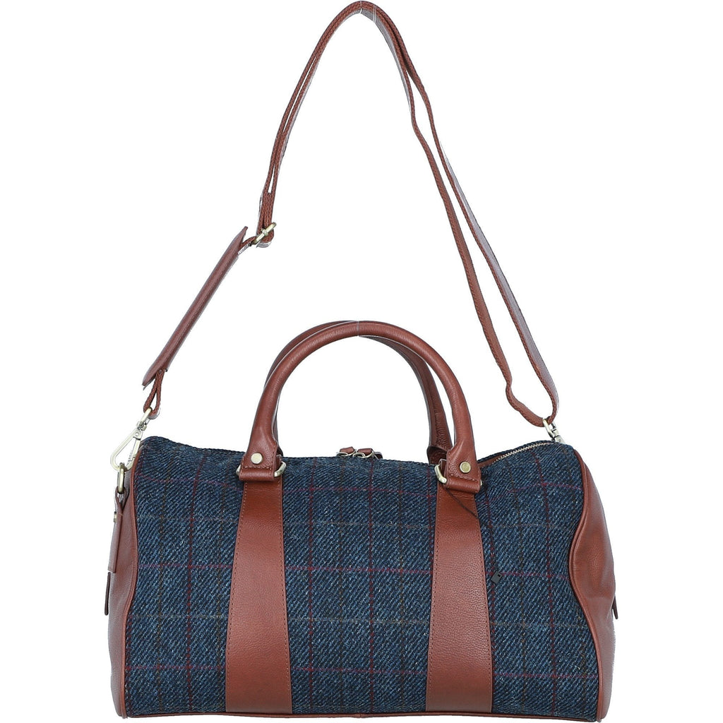 Leather & Harris Tweed Small Holdall – Tan / Navy, view 3