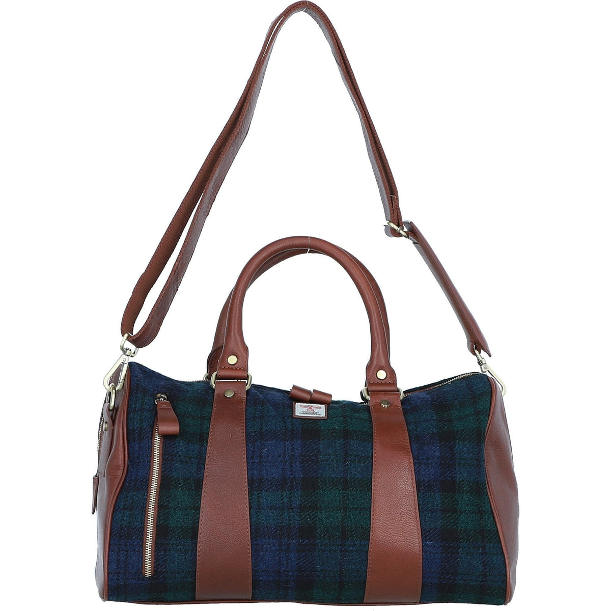 Leather & Harris Tweed Small Holdall – Tan / Watch, view 1