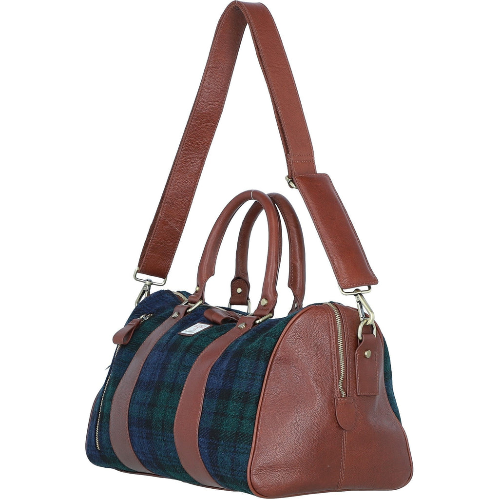Leather & Harris Tweed Small Holdall – Tan / Watch, view 2
