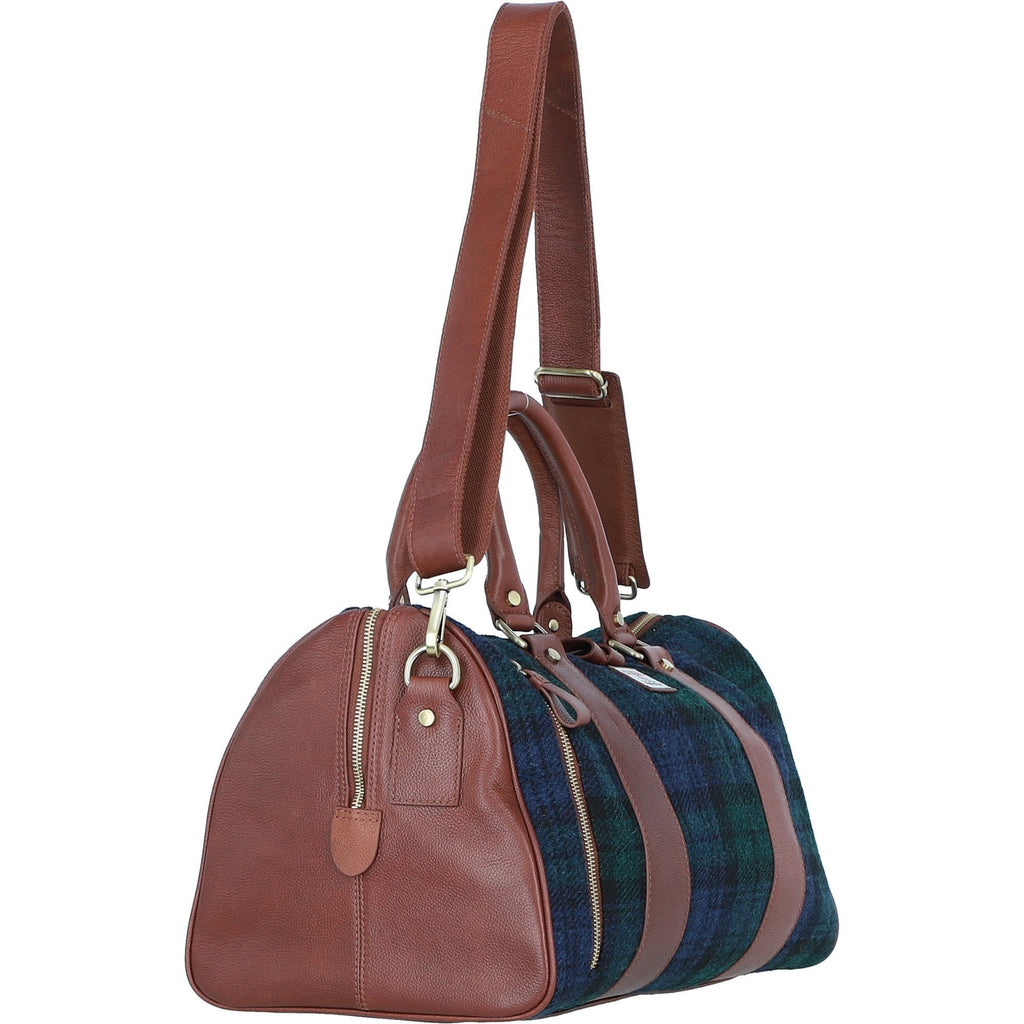 Leather & Harris Tweed Small Holdall – Tan / Watch, view 4