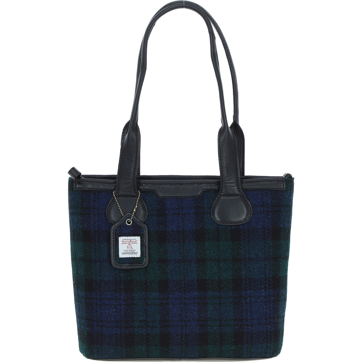 Leather & Harris Tweed Shopper Shoulder Bag – Black / Watch, view 1