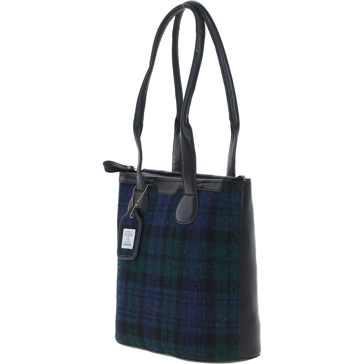 Leather & Harris Tweed Shopper Shoulder Bag – Black / Watch, view 2