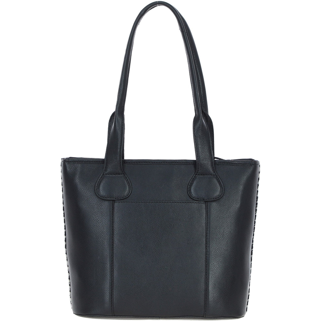 Leather & Harris Tweed Shopper Shoulder Bag – Black / White, view 3