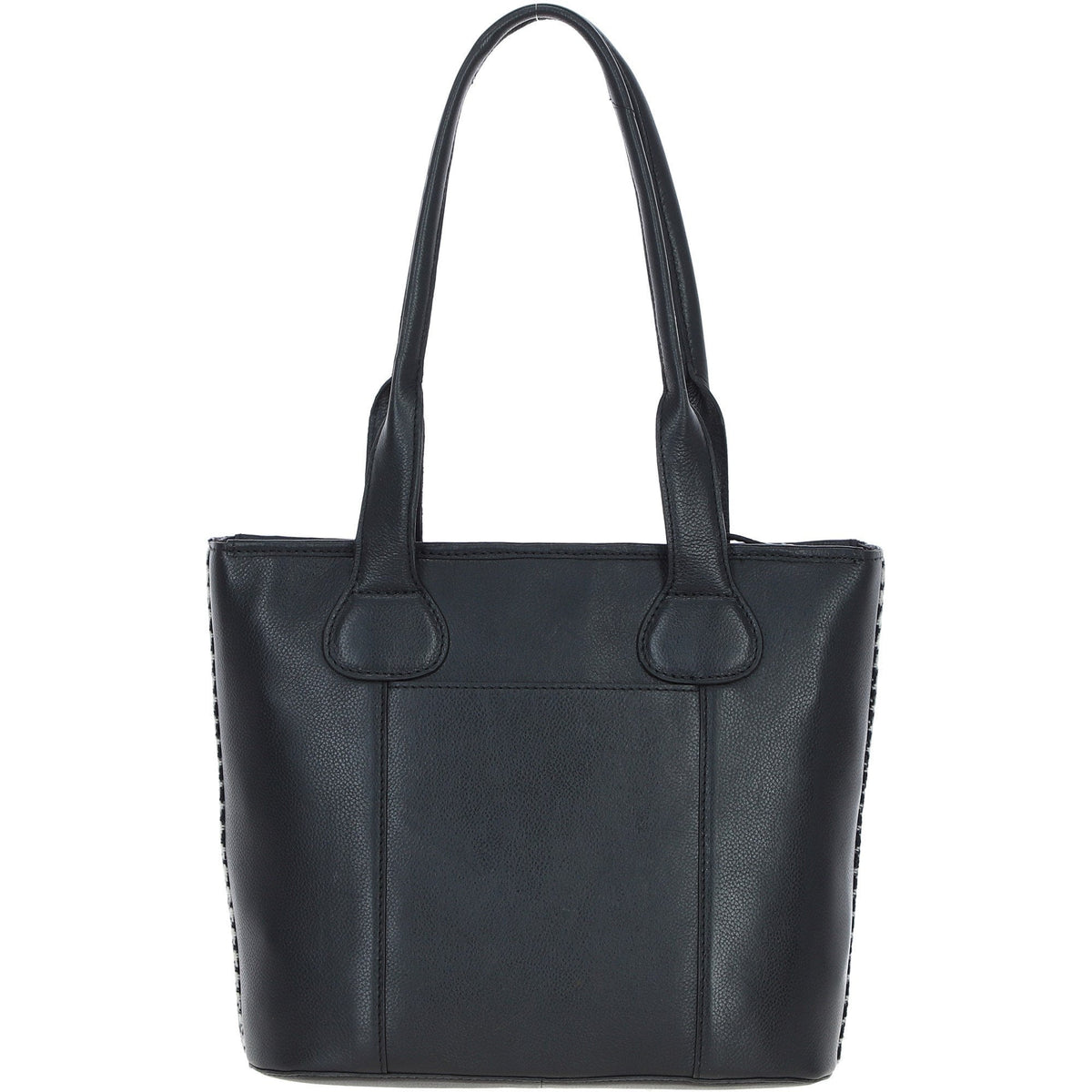 Leather & Harris Tweed Shopper Shoulder Bag – Black / White, view 3