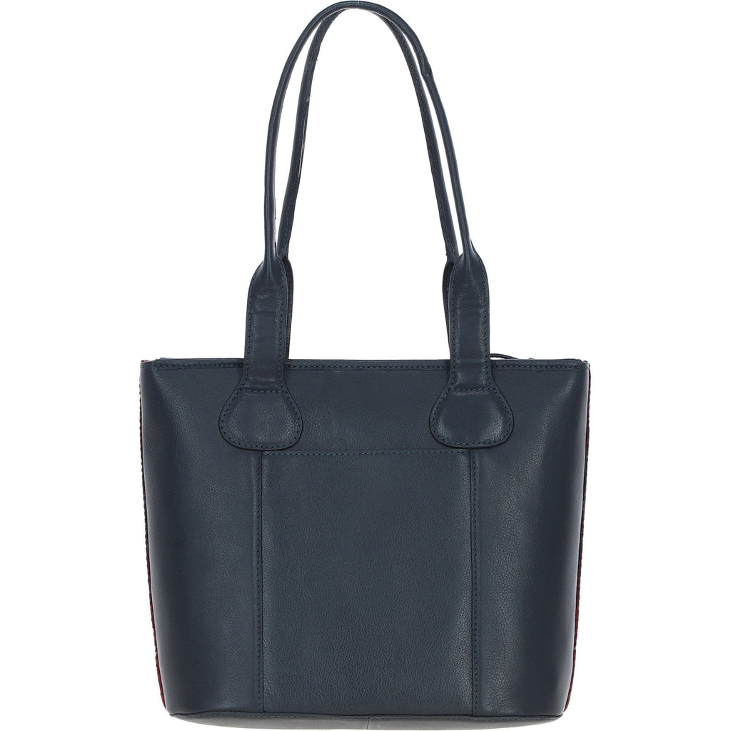 Leather & Harris Tweed Shopper Shoulder Bag – Navy / Pink, view 3