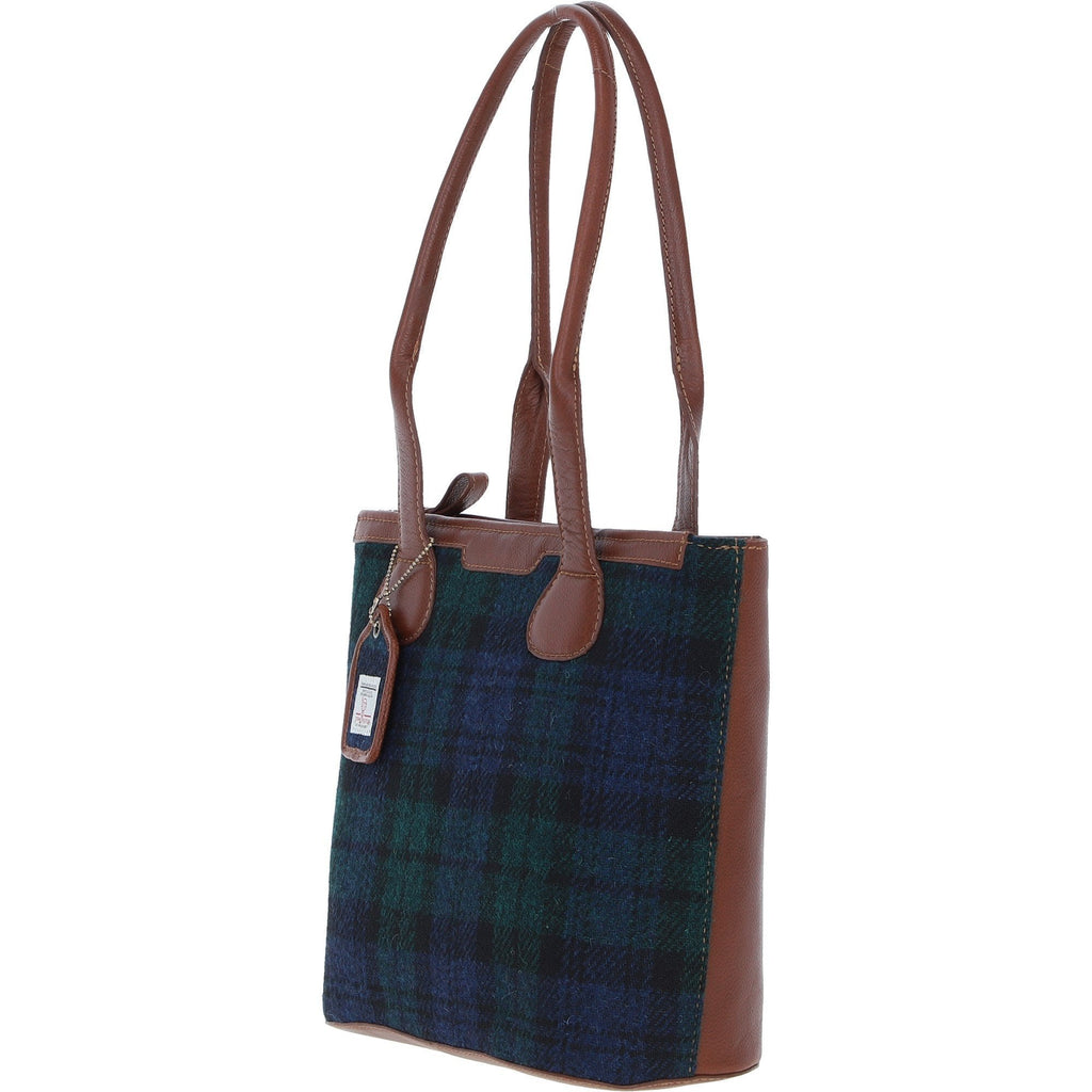 Leather & Harris Tweed Shopper Shoulder Bag – Tan / Watch, view 2