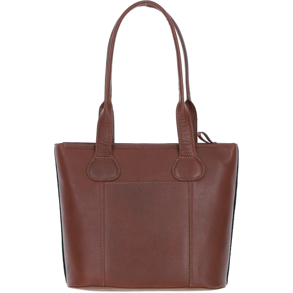 Leather & Harris Tweed Shopper Shoulder Bag – Tan / Watch, view 3