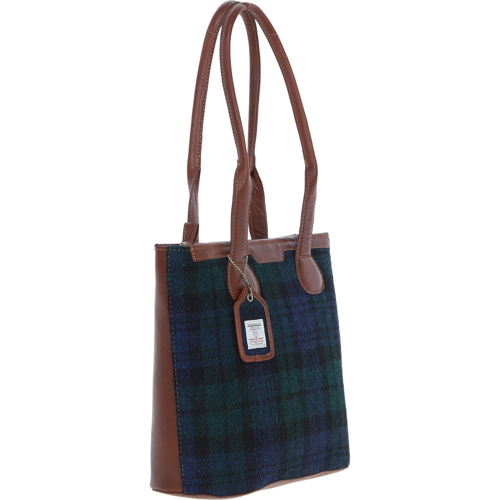 Leather & Harris Tweed Shopper Shoulder Bag – Tan / Watch, view 4